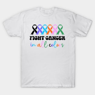 Multi colored ribbons cancer awareness T-Shirt
